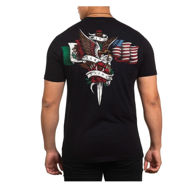 Affliction Black Label Men's Bonded by Pride Rhinestone T-Shirt Size Small - Picture 4 of 14